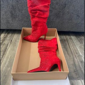 Red high heel boots
